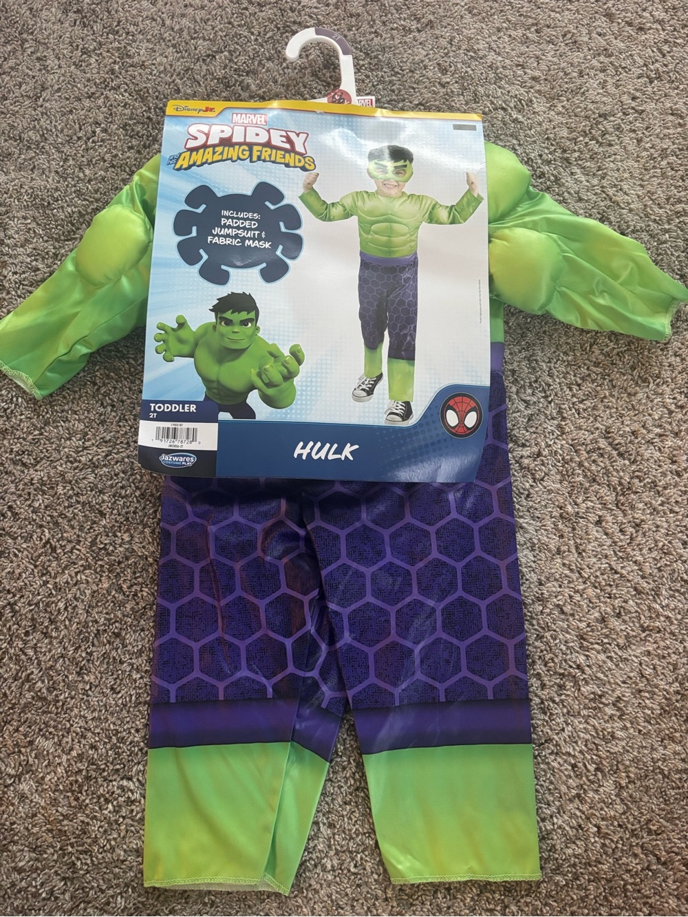 NWT Marvel Spidey and His Amazing Friends Hulk Costume Toddler 2T Jazwares
